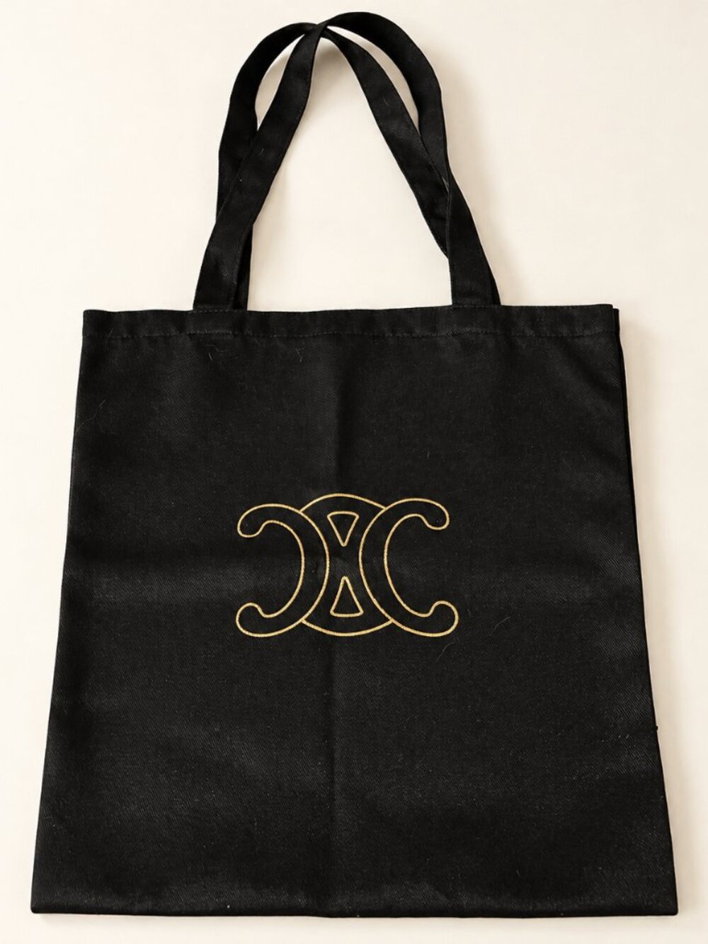Celine Black Wool Tote Gold Triomphe Logo Capsule Collection